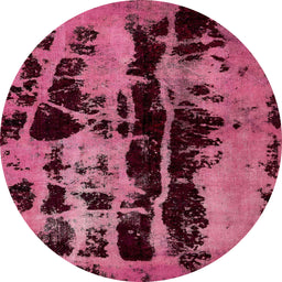 Round Abstract Burgundy Red Persian Rug, abs5630