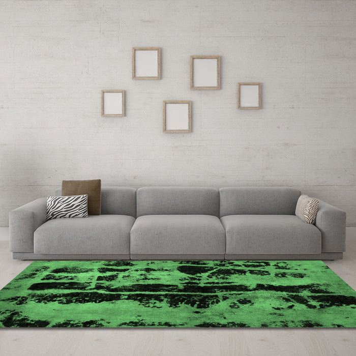 Machine Washable Persian Emerald Green Bohemian Area Rugs in a Living Room,, wshabs5630emgrn