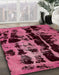 Abstract Burgundy Red Persian Rug in Family Room, abs5630