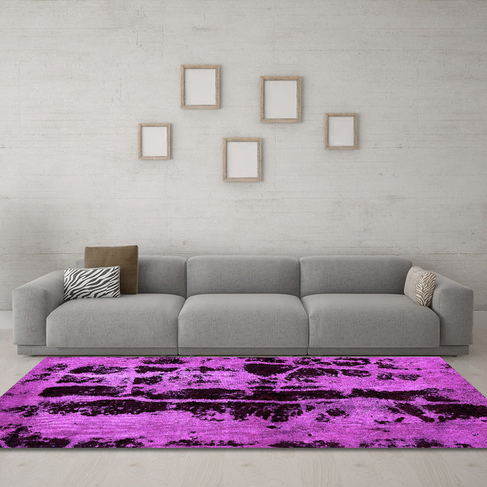 Machine Washable Persian Purple Bohemian Area Rugs in a Living Room, wshabs5630pur