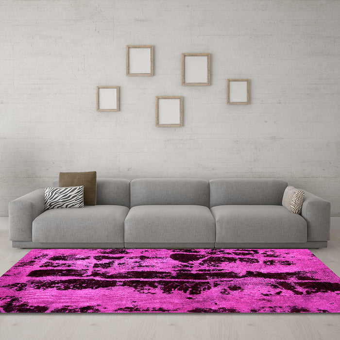 Machine Washable Persian Pink Bohemian Rug in a Living Room, wshabs5630pnk