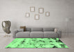 Machine Washable Abstract Emerald Green Modern Area Rugs in a Living Room,, wshabs5631emgrn