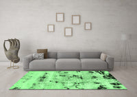 Machine Washable Abstract Emerald Green Modern Rug, wshabs5631emgrn