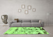 Machine Washable Abstract Green Modern Area Rugs in a Living Room,, wshabs5631grn