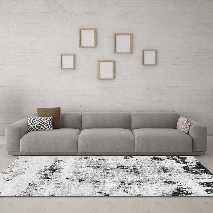 Machine Washable Abstract Gray Modern Rug in a Living Room,, wshabs5631gry