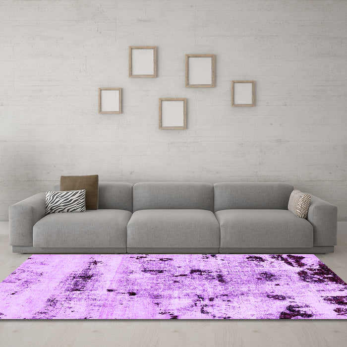 Machine Washable Abstract Purple Modern Area Rugs in a Living Room, wshabs5631pur