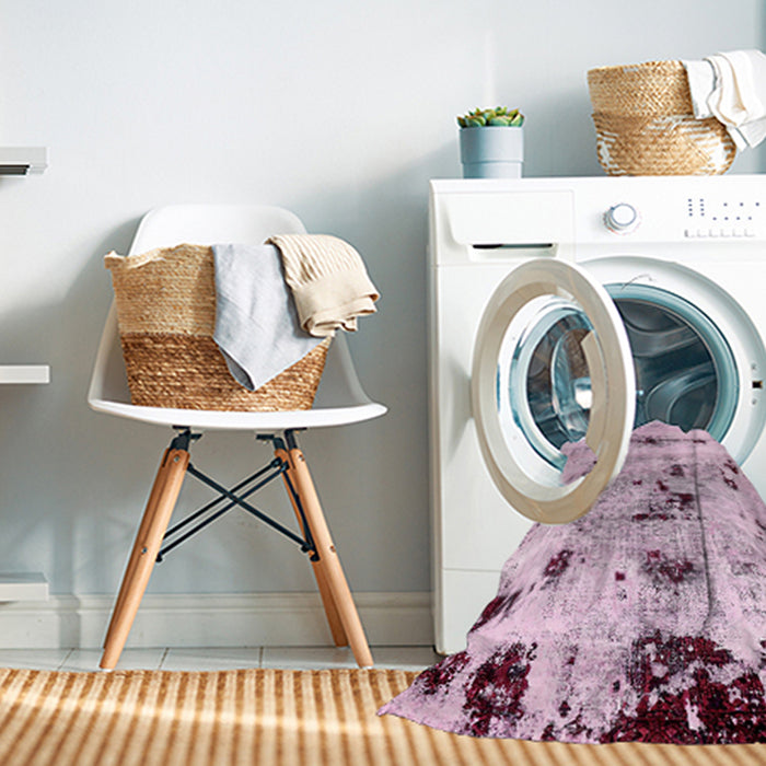 Machine Washable Abstract Purple Pink Rug in a Washing Machine, wshabs5631