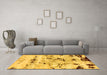 Machine Washable Abstract Yellow Modern Rug in a Living Room, wshabs5631yw