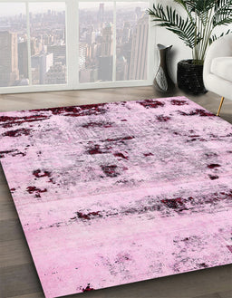 Machine Washable Abstract Purple Pink Rug in a Family Room, wshabs5631