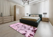 Abstract Purple Pink Modern Rug in a Bedroom, abs5631