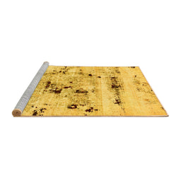 Sideview of Machine Washable Abstract Yellow Modern Rug, wshabs5631yw