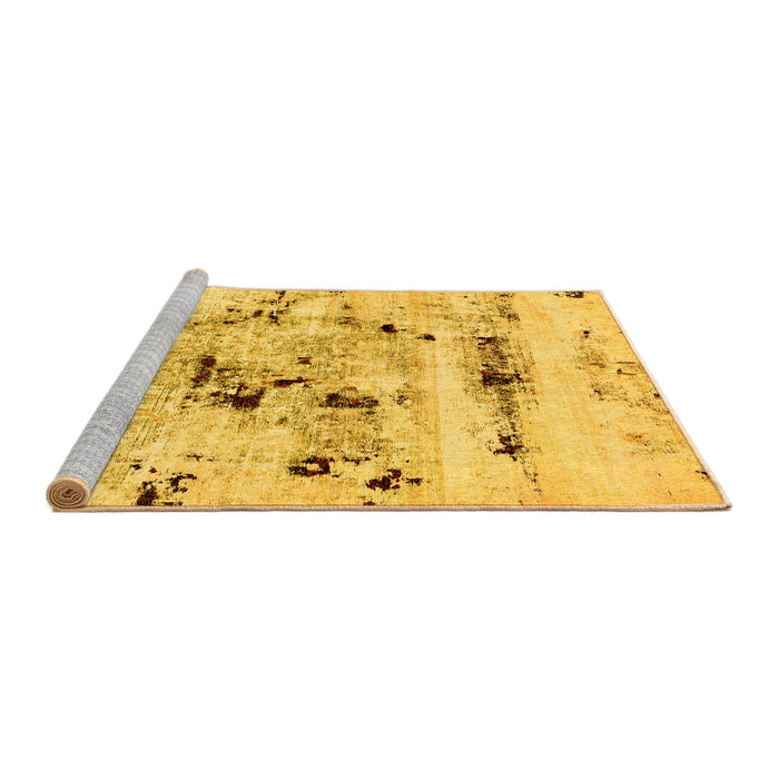 Sideview of Machine Washable Abstract Yellow Modern Rug, wshabs5631yw