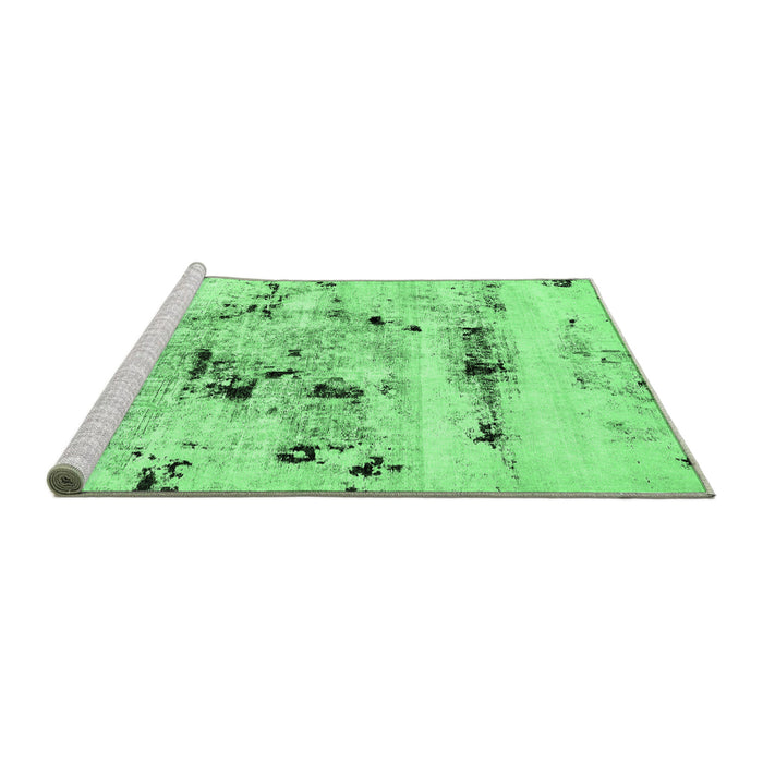 Sideview of Machine Washable Abstract Emerald Green Modern Area Rugs, wshabs5631emgrn