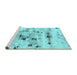 Sideview of Machine Washable Abstract Turquoise Modern Area Rugs, wshabs5631turq