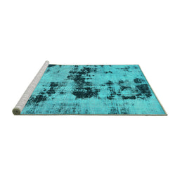 Sideview of Machine Washable Persian Turquoise Bohemian Area Rugs, wshabs5632turq