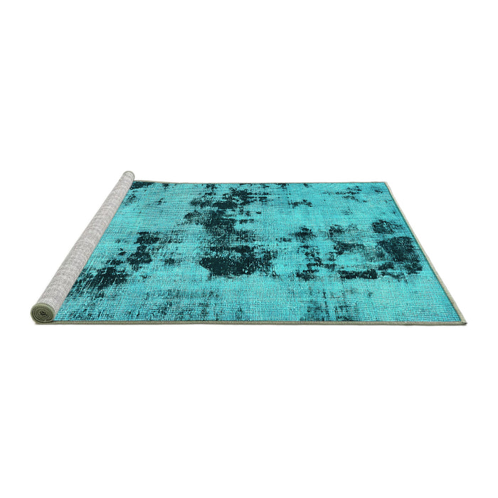 Sideview of Machine Washable Persian Turquoise Bohemian Area Rugs, wshabs5632turq