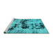 Sideview of Machine Washable Persian Turquoise Bohemian Area Rugs, wshabs5632turq