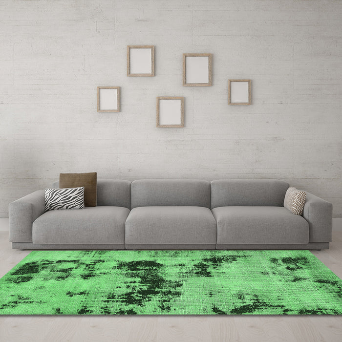 Machine Washable Persian Emerald Green Bohemian Area Rugs in a Living Room,, wshabs5632emgrn