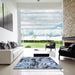 Square Abstract Blue Persian Rug in a Living Room, abs5632