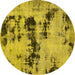 Round Persian Yellow Bohemian Rug, abs5632yw