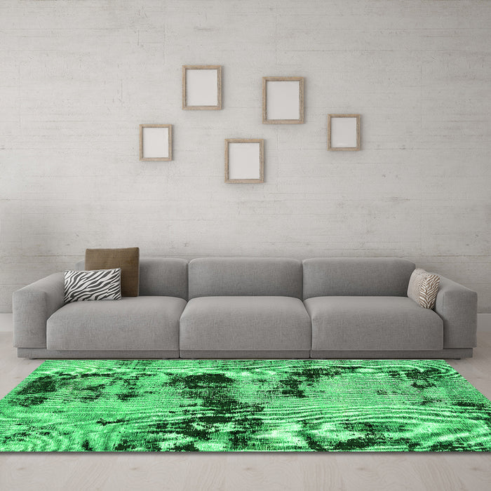 Machine Washable Persian Green Bohemian Area Rugs in a Living Room,, wshabs5632grn