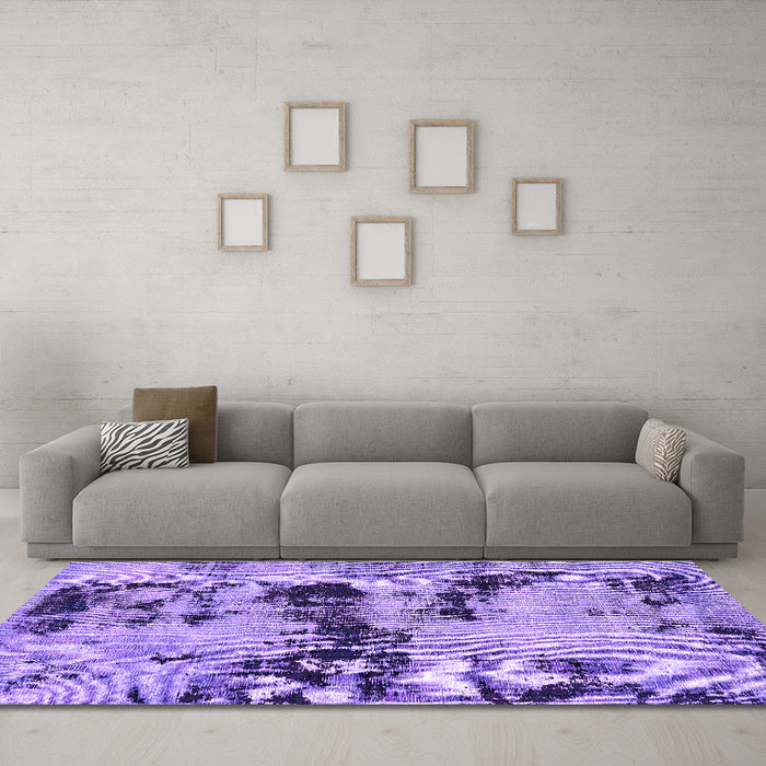 Machine Washable Persian Purple Bohemian Area Rugs in a Living Room, wshabs5632pur