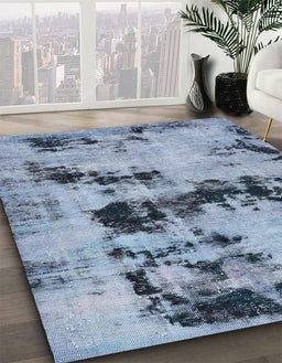 Abstract Blue Persian Rug in Family Room, abs5632