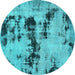 Round Persian Turquoise Bohemian Rug, abs5632turq