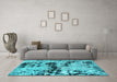 Machine Washable Persian Turquoise Bohemian Area Rugs in a Living Room,, wshabs5632turq
