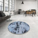 Round Machine Washable Abstract Blue Rug in a Office, wshabs5632