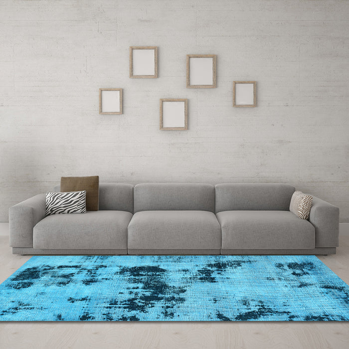 Machine Washable Persian Light Blue Bohemian Rug in a Living Room, wshabs5632lblu