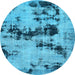 Round Persian Light Blue Bohemian Rug, abs5632lblu