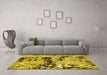 Machine Washable Persian Yellow Bohemian Rug in a Living Room, wshabs5632yw