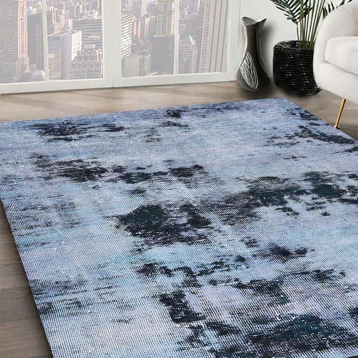 Machine Washable Abstract Blue Rug in a Family Room, wshabs5632