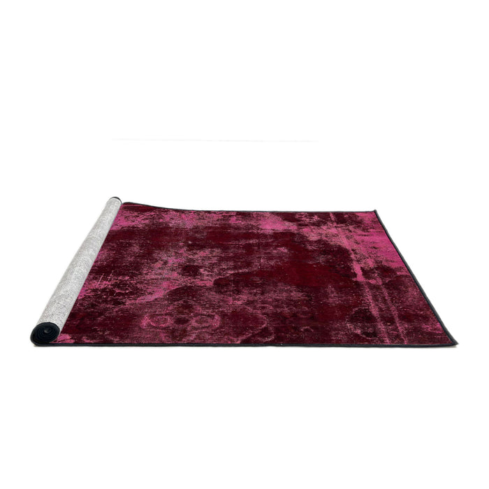 Sideview of Machine Washable Abstract Pink Violet Pink Rug, wshabs5633