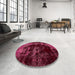 Round Abstract Pink Violet Pink Modern Rug in a Office, abs5633