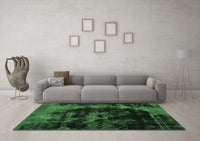 Machine Washable Abstract Emerald Green Modern Rug, wshabs5633emgrn