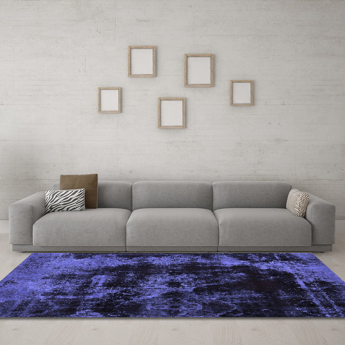 Machine Washable Abstract Blue Modern Rug in a Living Room, wshabs5633blu