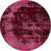 Round Abstract Pink Violet Pink Modern Rug, abs5633