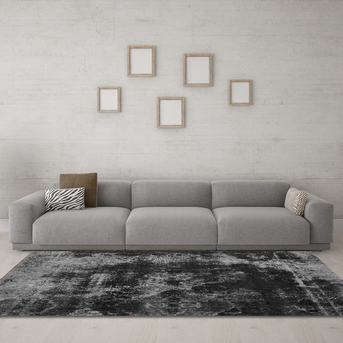 Machine Washable Abstract Gray Modern Rug in a Living Room,, wshabs5633gry