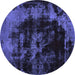 Round Abstract Blue Modern Rug, abs5633blu