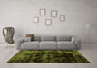 Machine Washable Abstract Green Modern Area Rugs in a Living Room,, wshabs5633grn