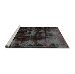 Sideview of Machine Washable Abstract Turquoise Modern Area Rugs, wshabs5633turq