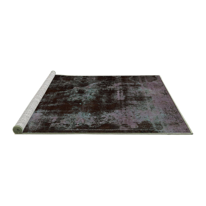 Sideview of Machine Washable Abstract Turquoise Modern Area Rugs, wshabs5633turq