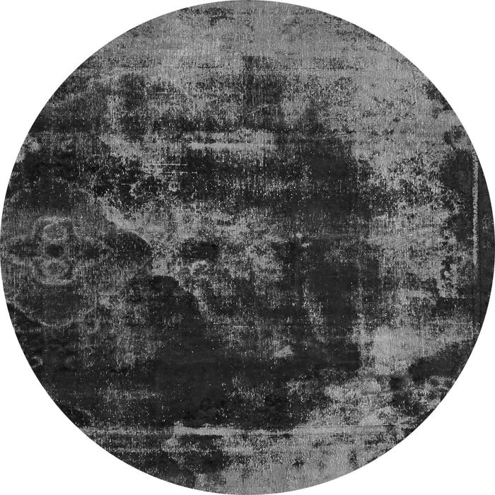 Round Machine Washable Abstract Gray Modern Rug, wshabs5633gry