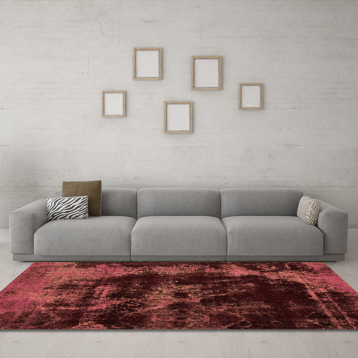 Machine Washable Abstract Brown Modern Rug in a Living Room,, wshabs5633brn