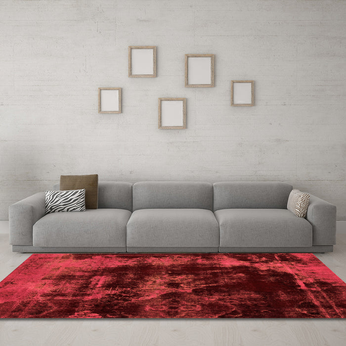 Machine Washable Abstract Orange Modern Area Rugs in a Living Room, wshabs5633org