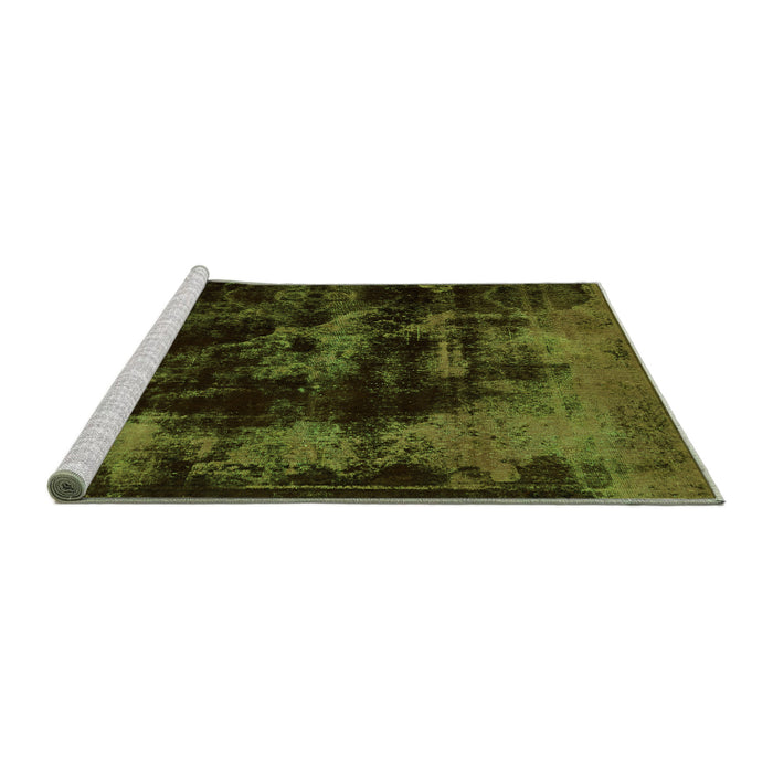 Sideview of Machine Washable Abstract Green Modern Area Rugs, wshabs5633grn