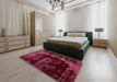 Abstract Pink Violet Pink Modern Rug in a Bedroom, abs5633