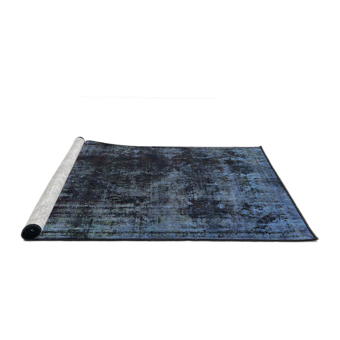 Sideview of Machine Washable Abstract Azure Blue Rug, wshabs5634